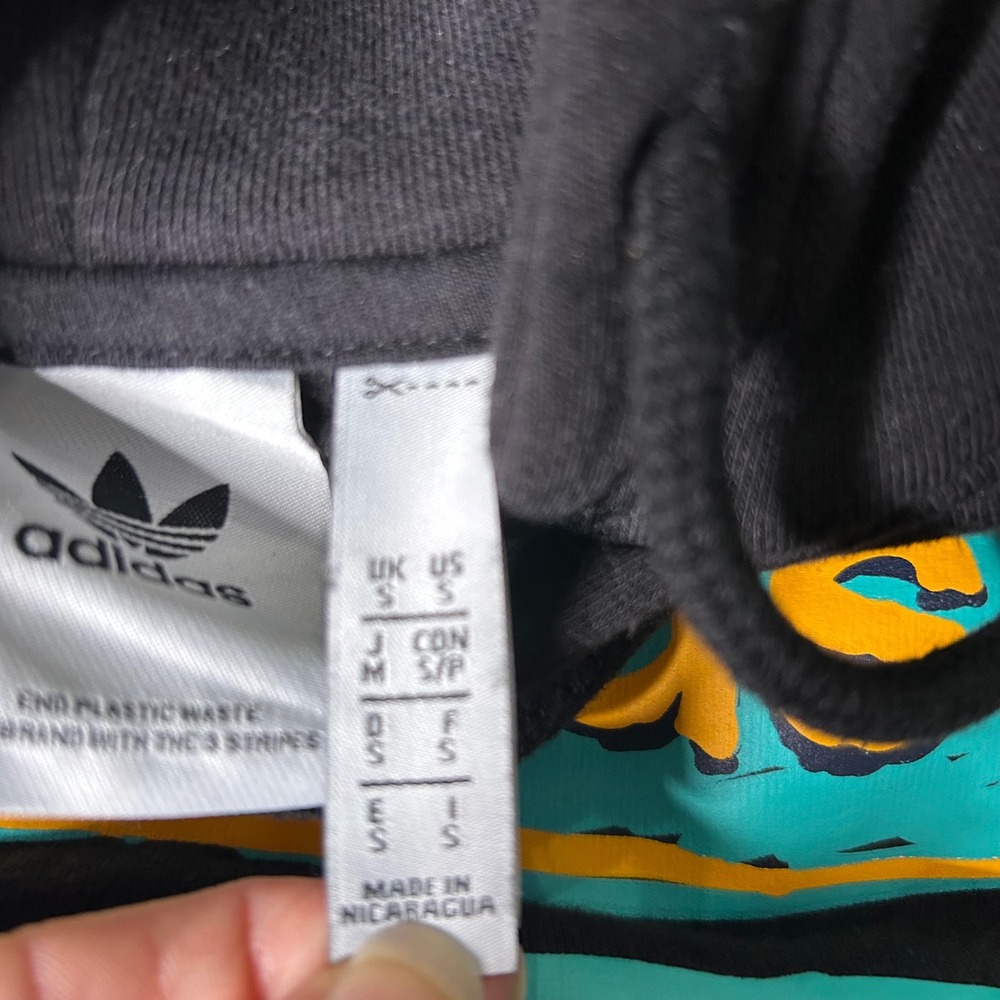 Adidas Hoodie Mens Small S Black Pullover‎ Trefoil Logo Graphic Sweatshirt - Picture 5 of 8